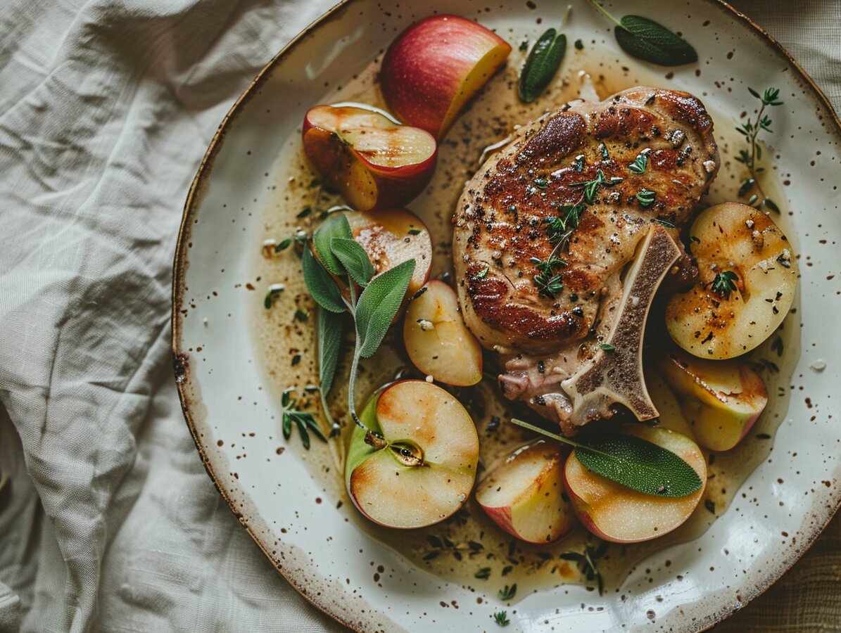 Pan-Seared Pork Chops with Apple and Sage